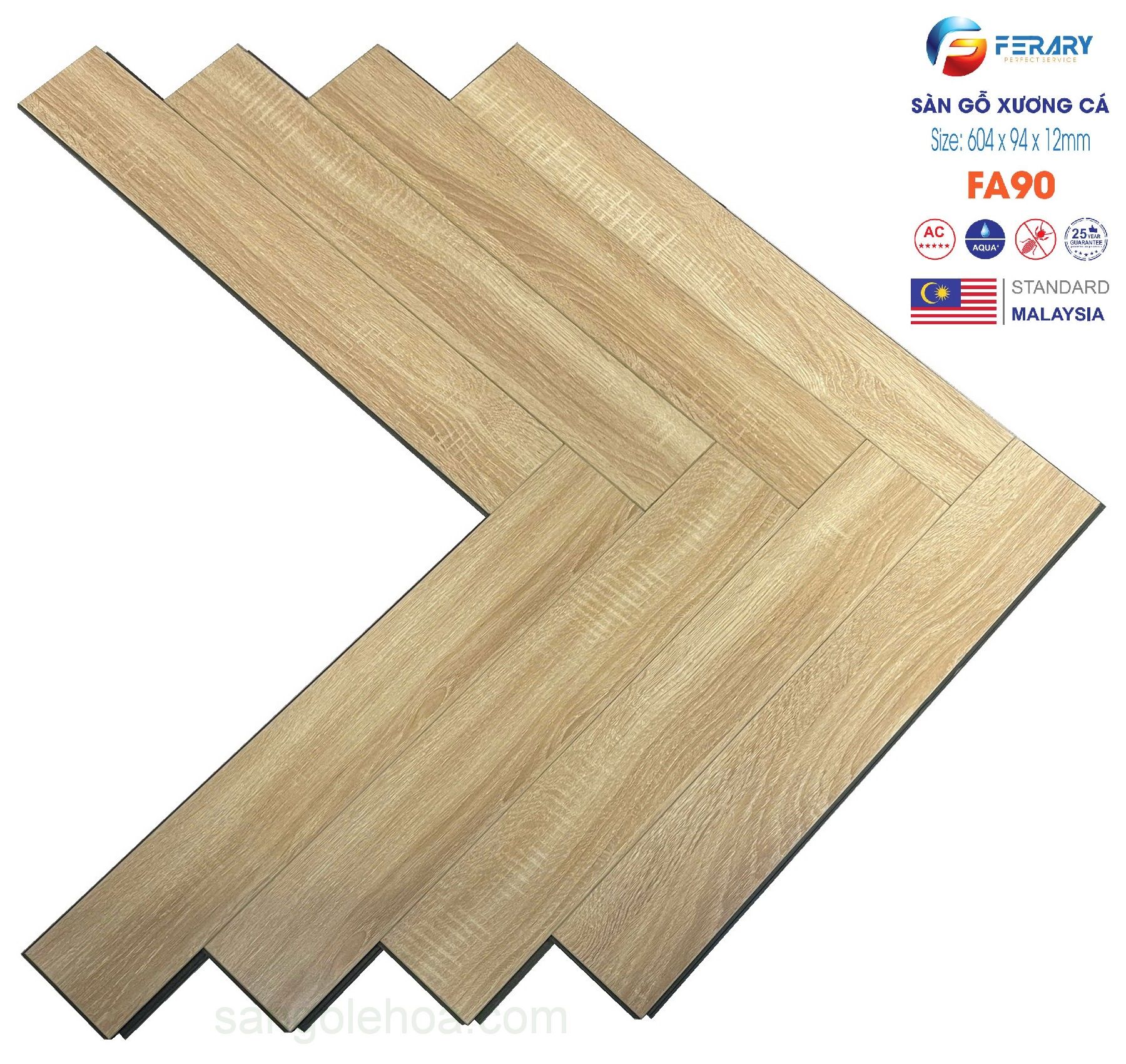 Ví dụ sàn gỗ xương cá Ferary FA90